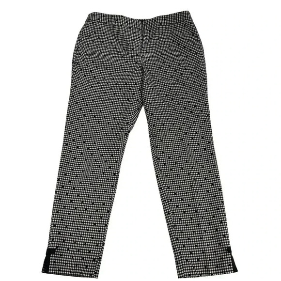 Talbots Women 8 Gingham Plaid Black White Polka Dot Wool Blend Ribbon Detail Car - Picture 14 of 16